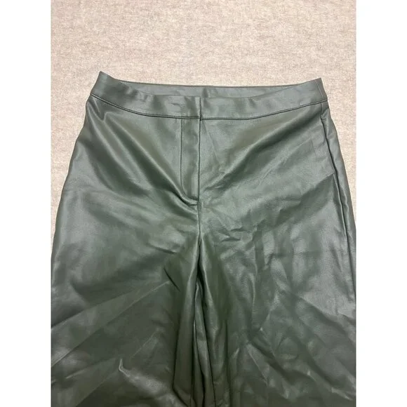 Bagatelle Collection Green Vegan Leather Wide Leg High Rise Women's Pants Medium - Picture 2 of 8